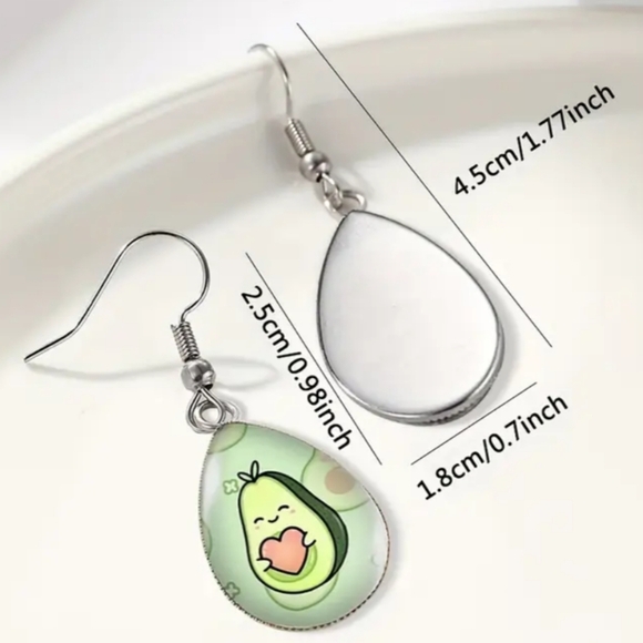 2/$30 or 3/$35 Boho summer farmhouse Avocado crystal glass heartdangle Earrings - Picture 2 of 4